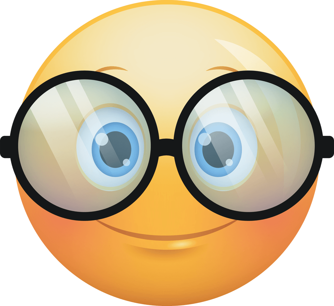 Transparent Nerd Emoji with Eyeglasses Vector Illustration