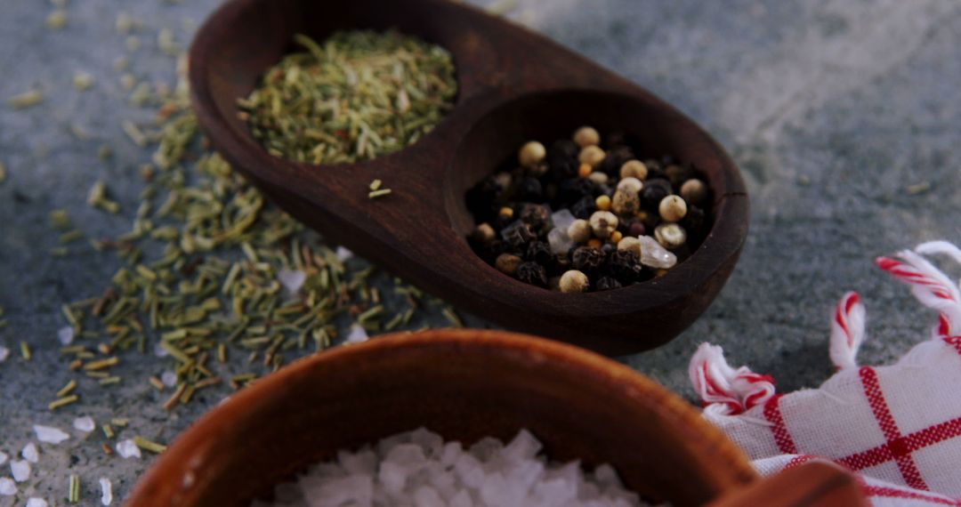 Rustic Spice Arrangement with Seasoning Ingredients on Stone Surface - Free Images, Stock Photos and Pictures on Pikwizard.com