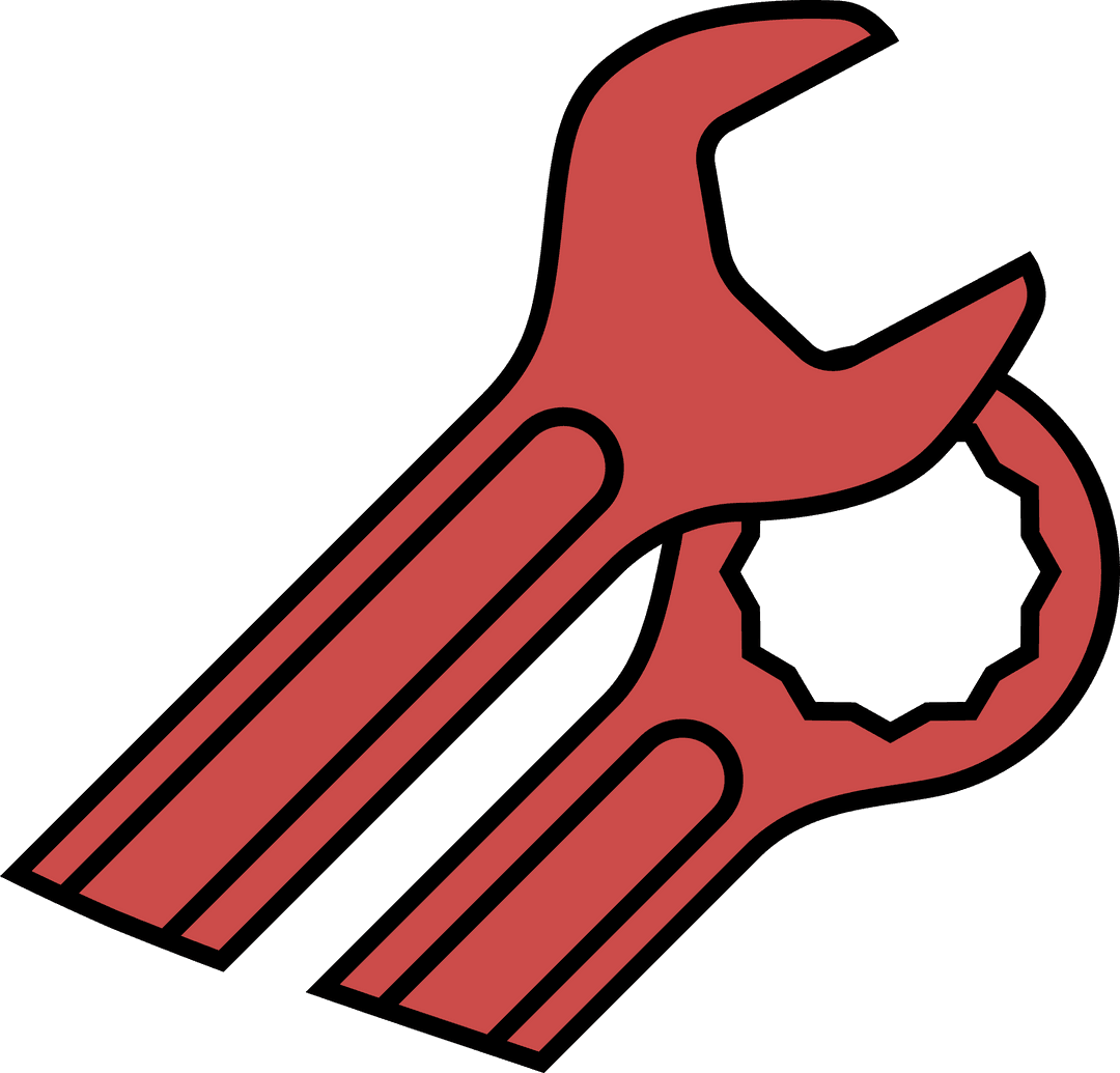 Red Wrenches on Transparent Background for Industrial and Mechanical Use