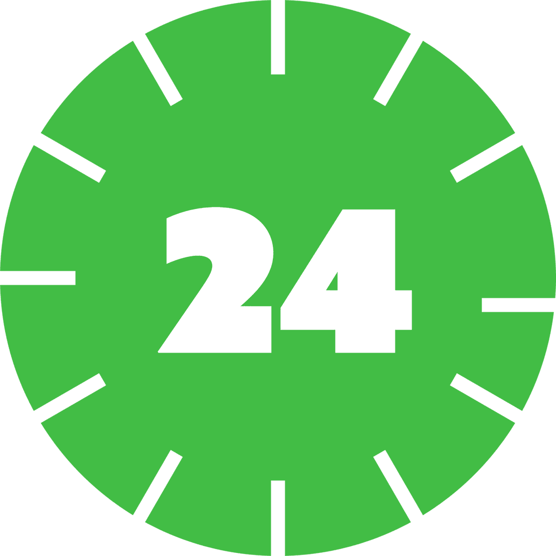 Transparent Green Clock Face with 24 Hour Indicator