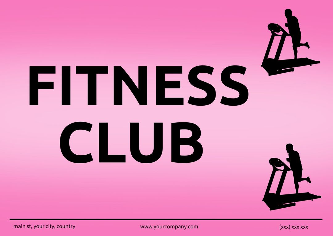 Energetic Fitness Club Advertisement with Treadmill Silhouettes
