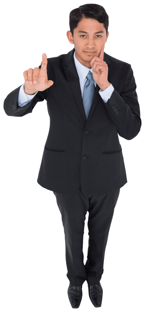 Confident Businessman Gesturing Thoughtfully Transparent Background