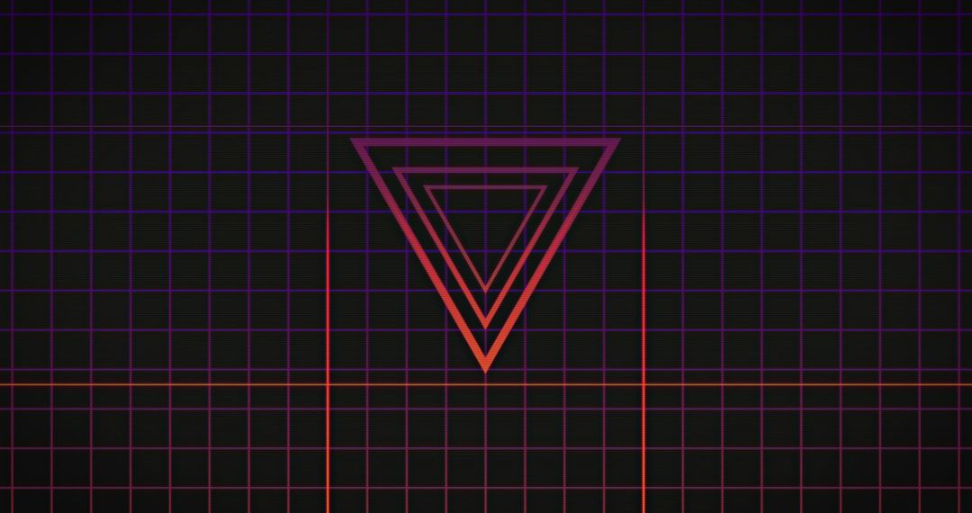 Neon Pink Triangles with Retro Glowing Grid Background
