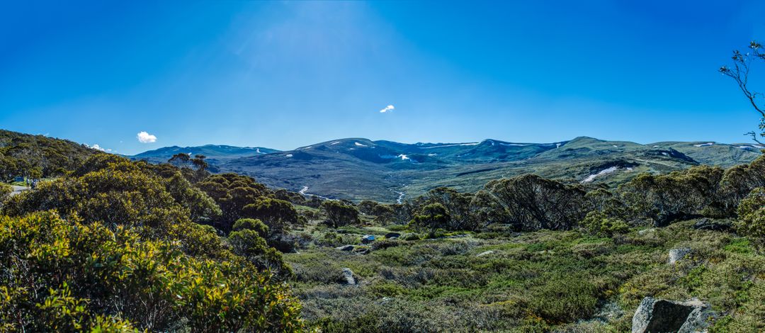 Panoramic View of Green Valley with Mountain Range in Background - Free Images, Stock Photos and Pictures on Pikwizard.com