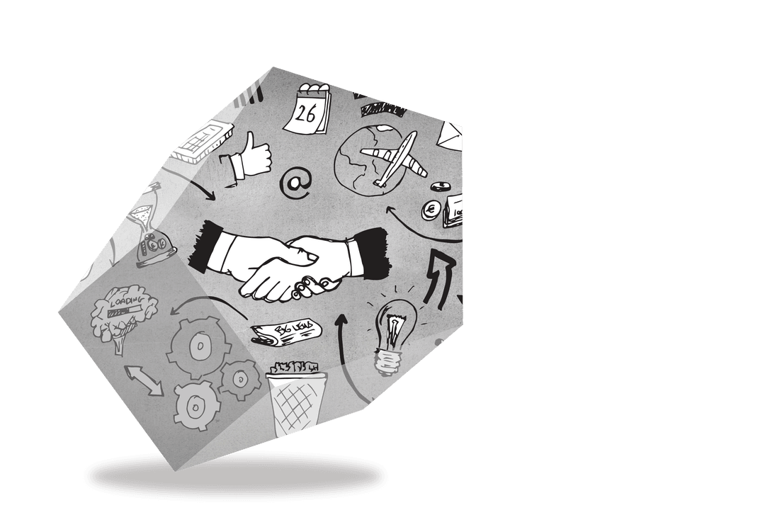 Transparent Business Concept with Handshake Graphic