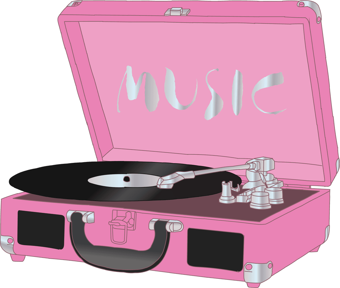 Portable Pink Vinyl Record Player Transparent Background