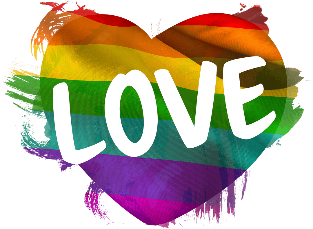 Colorful Heart with Love Text on Transparent Background for Valentine's Day