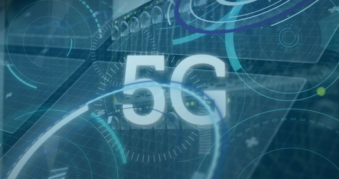 Futuristic 5G Technology Concept with Data Visualization