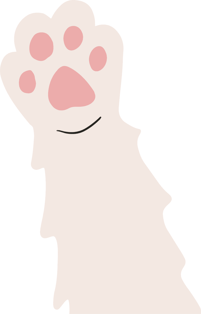 Playful Cartoon Cat Paw With Cream Foreleg Illustrated on Transparent Background
