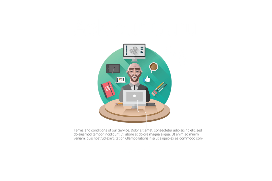 Transparent Business Adviser Illustration with Icons