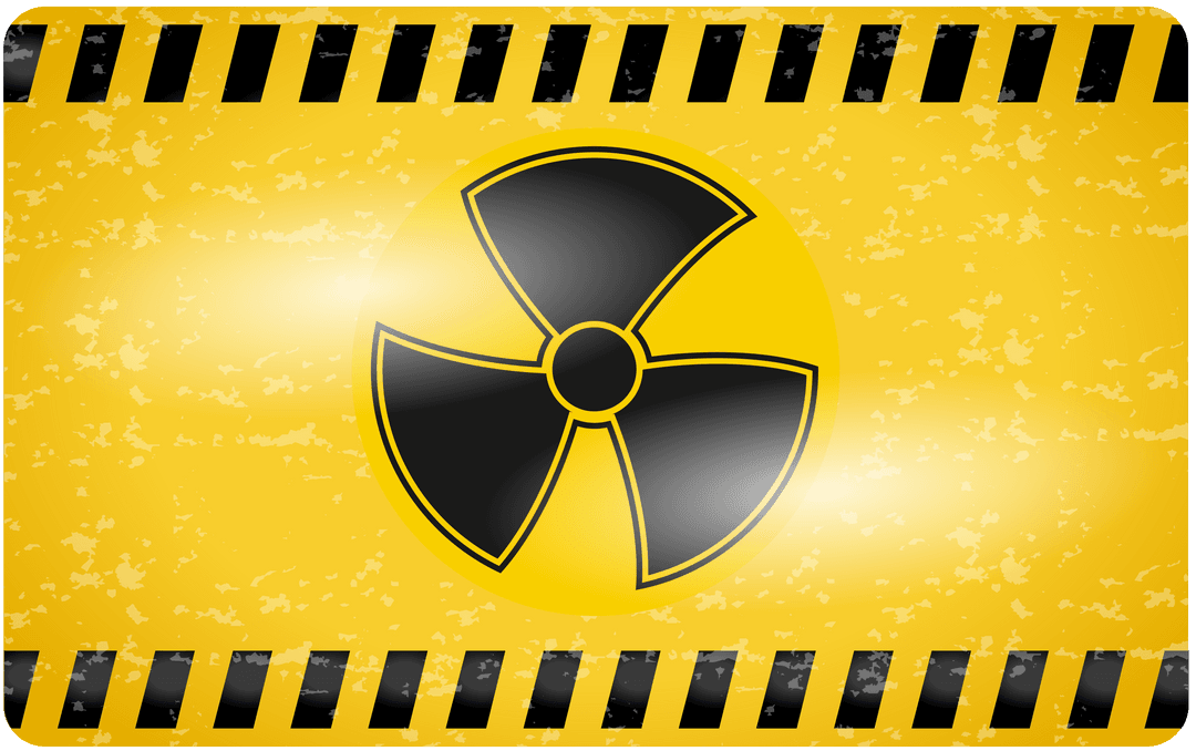Transparent Radioactive Symbol on Yellow Background