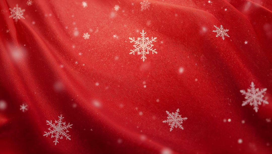 Festive Red Fabric with Snowflake Patterns for Winter Holiday Design