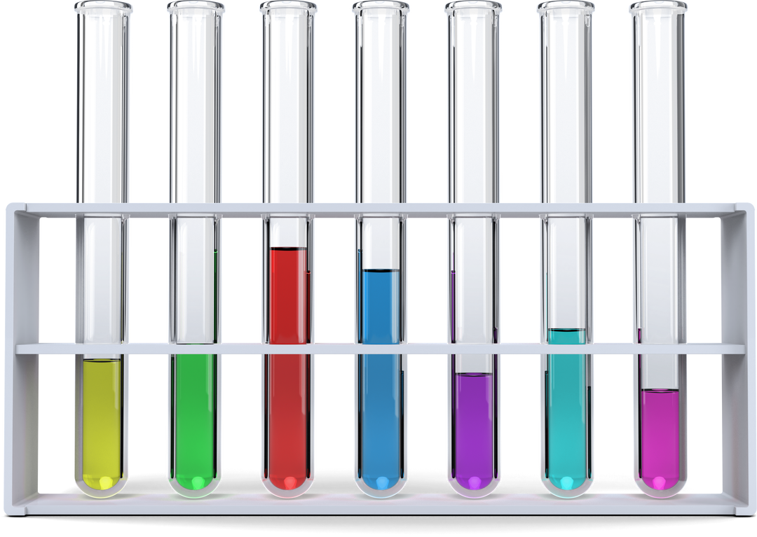 Various Transparent Colored Solutions in Test Tubes Lined Up in Rack - Download Free Stock Images Pikwizard.com