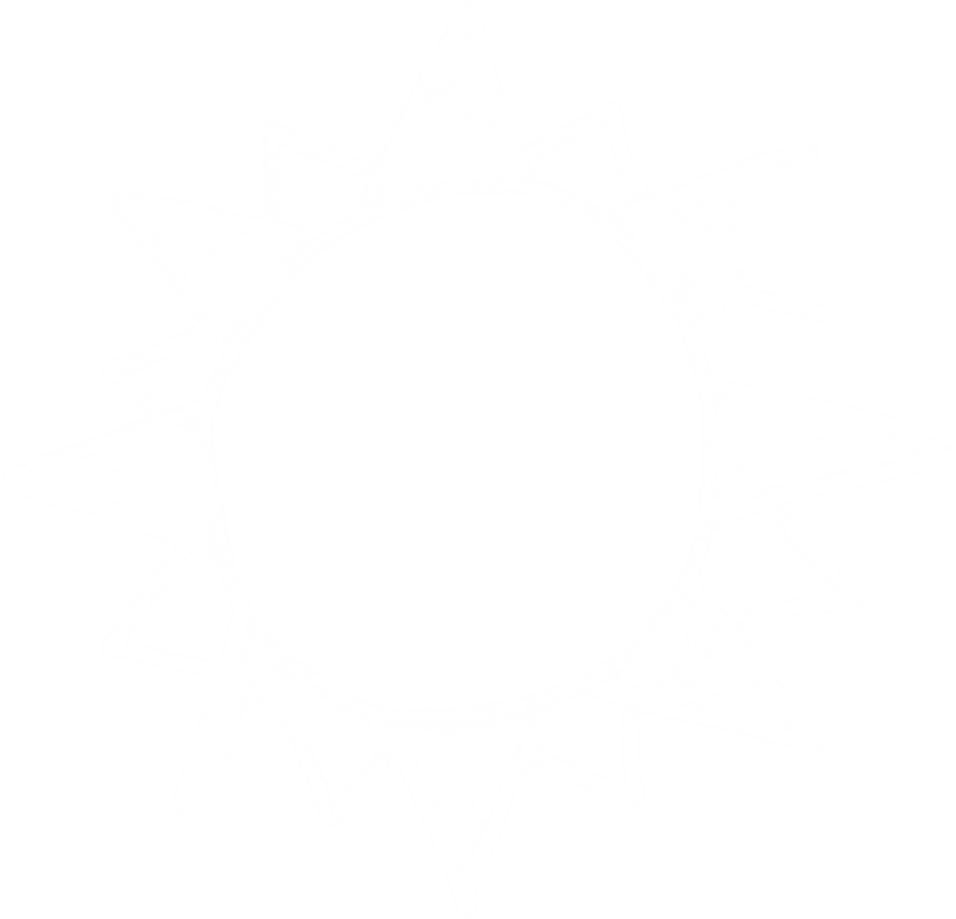 Abstract Sun Pattern with White Shapes on Transparent Background