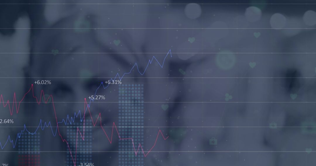 Financial Data and Network Connections Overlaid on Businesswoman