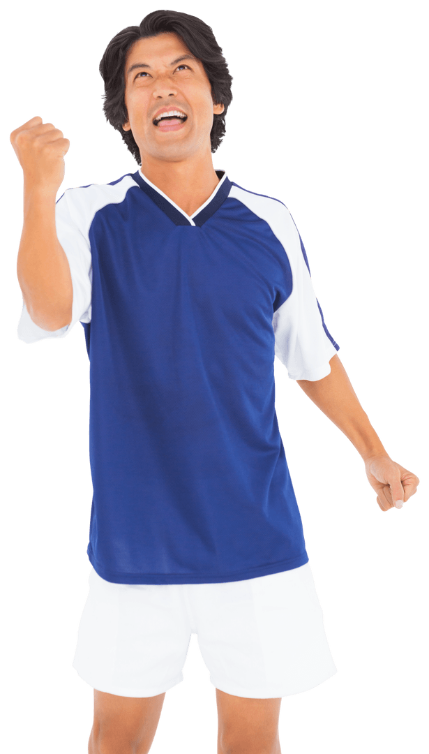 Excited Football Player Celebrating with Transparent Background