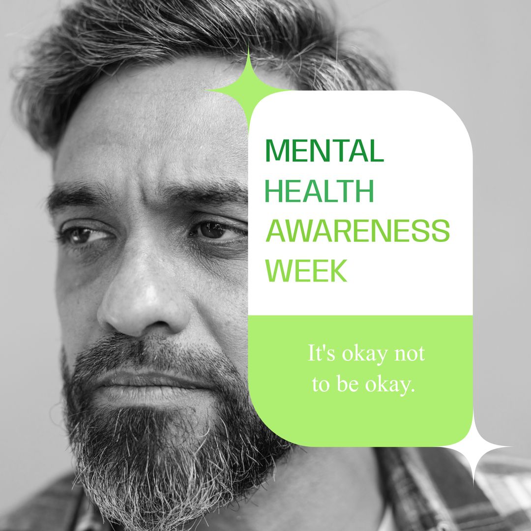 Thoughtful Man with Mental Health Awareness Message