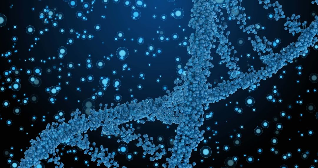 Digital DNA Helix Structure on Blue Background