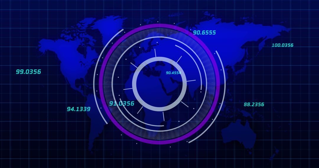 Futuristic Digital Network Interface on Global Map