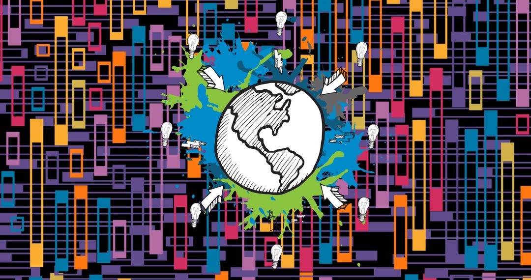 Colorful Abstract Globe with Creative Enthusiast Concept