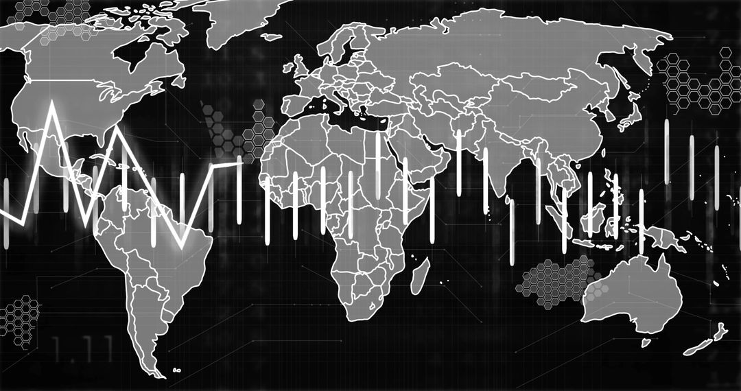 Technology Interface with World Map Data Visualization