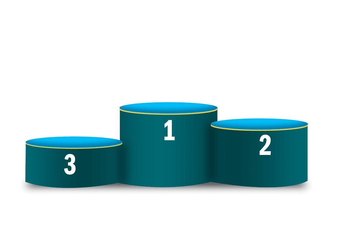 Transparent 3D Podium with Numbers for Winning Representations