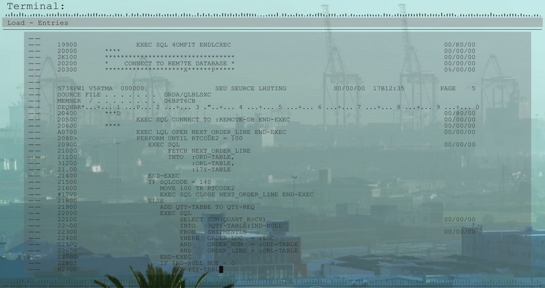 Data Processing Interface Over Cityscape Background