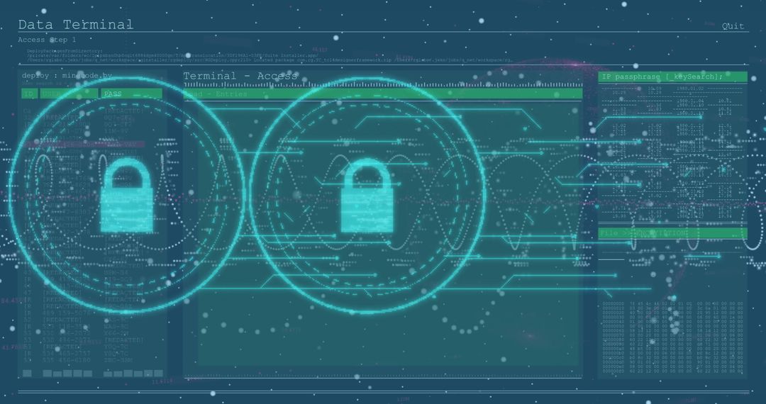 Cybersecurity Visualization with Digital Padlocks and Data Streams