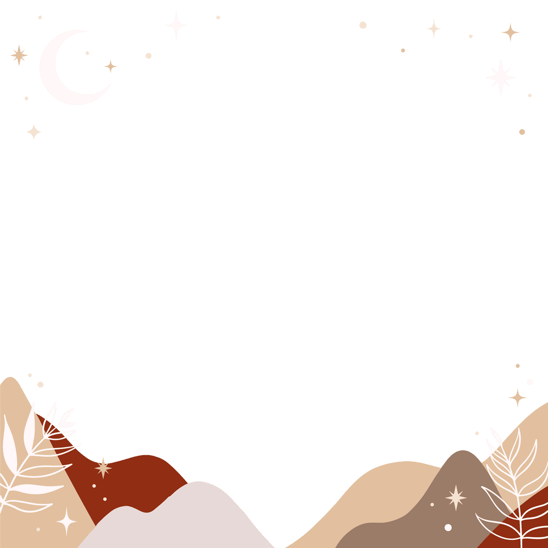 Decorative Celestial Background with Moon and Stars, Transparent Frame