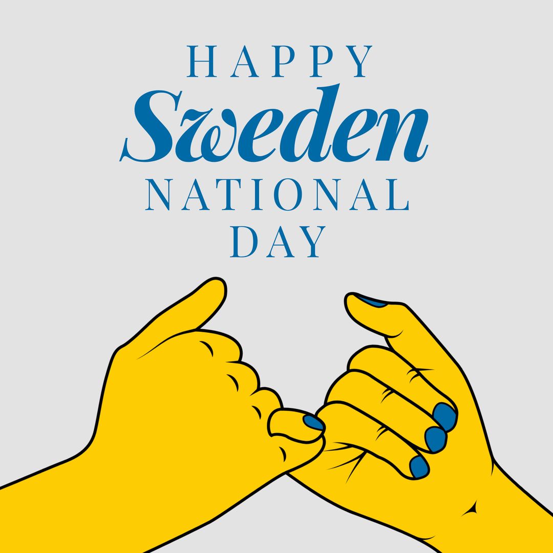 Celebrating Sweden National Day with Linked Yellow Hands Design