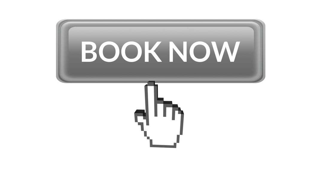 Digital Booking Concept with Mouse Pointer on Grey Button