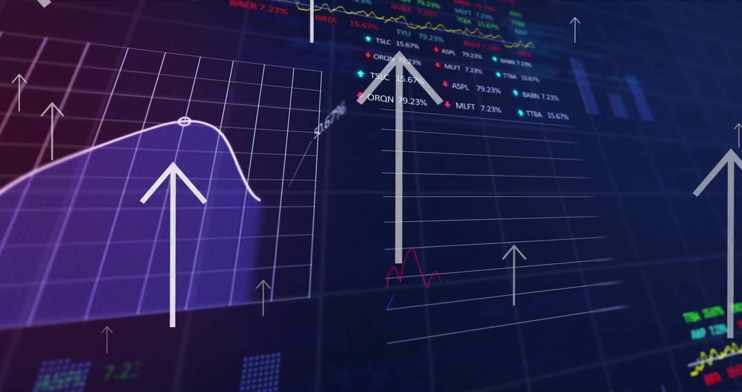 Digital Arrows and Graphs on Futuristic Technology Screen