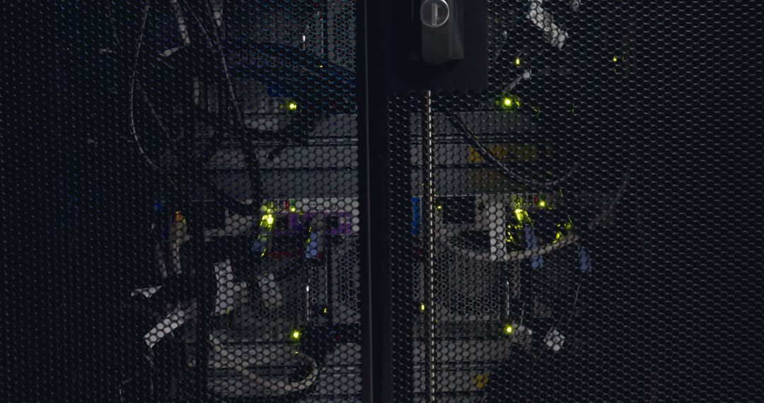 Close-Up View of Computer Server Lights in Operation