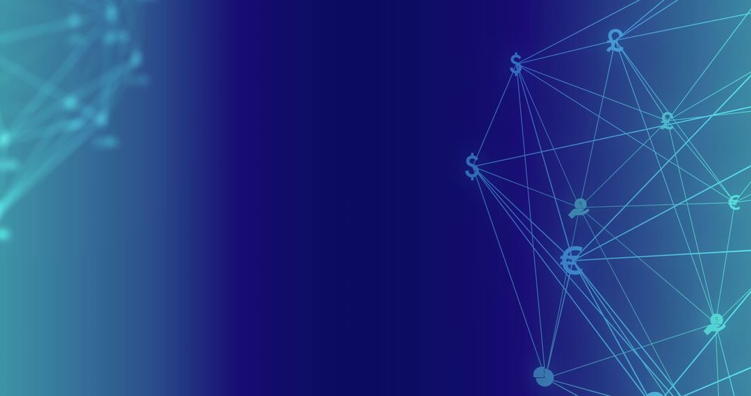 Digital Financial Network with Currency Symbols