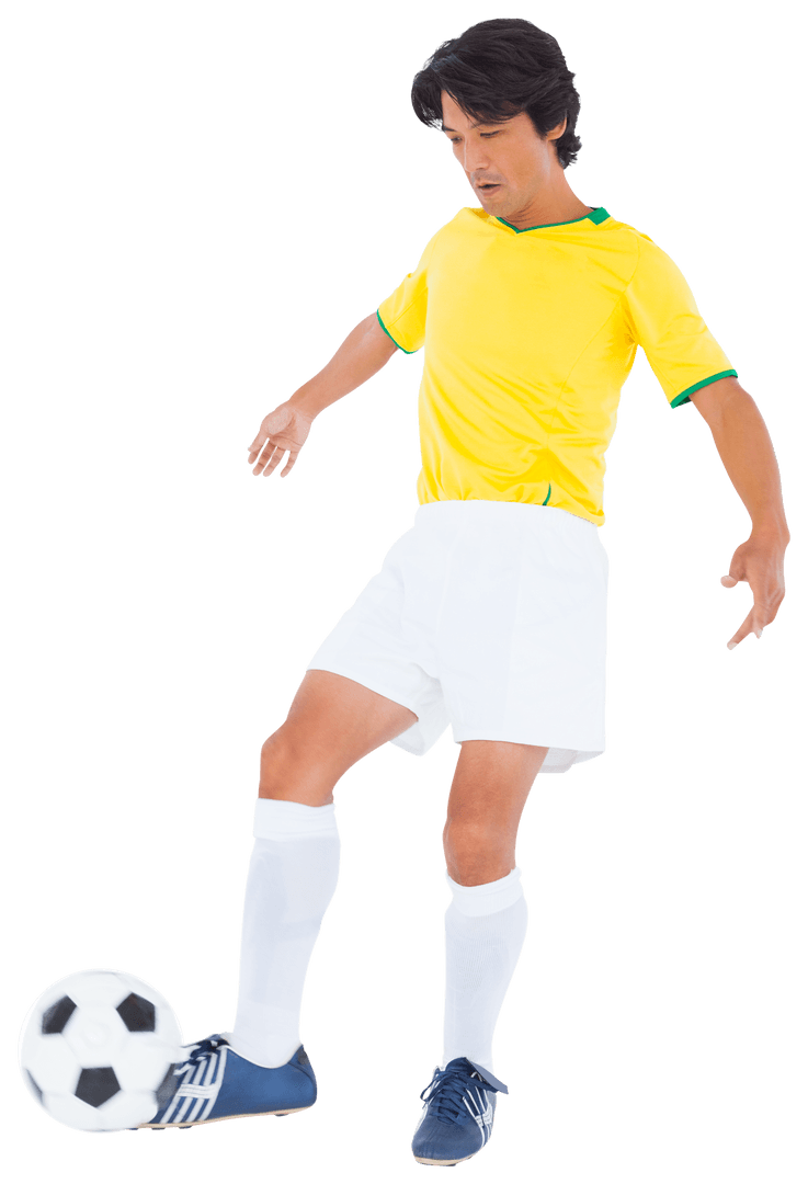 Transparent Background Soccer Player Balancing Ball Action