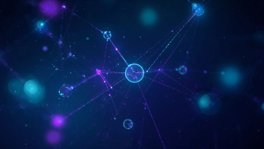 Futuristic Cyber Network with Glowing Spheres and Connections