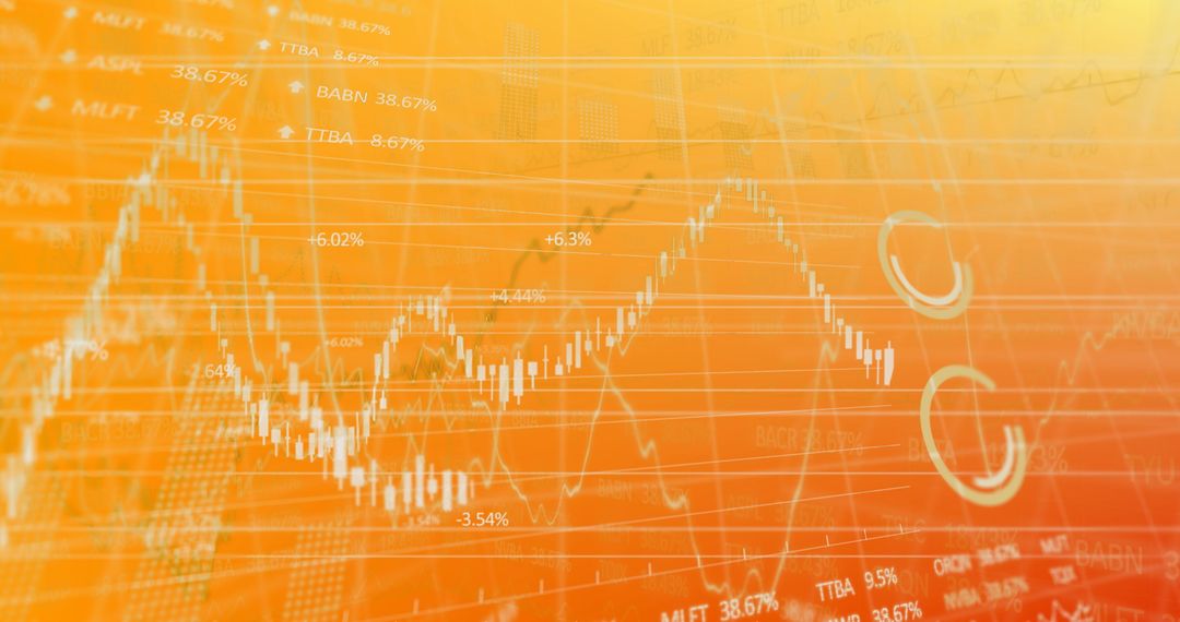 Abstract Financial Data with Orange Overlay