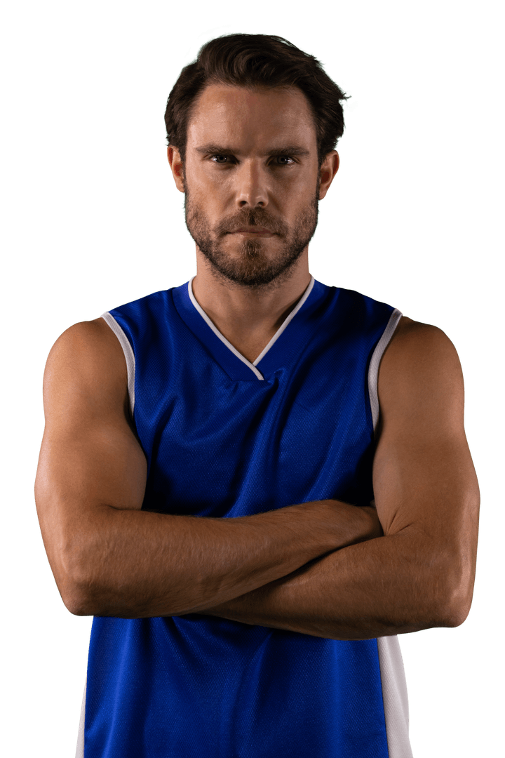 Confident Sportsman with Arms Crossed Transparent Background