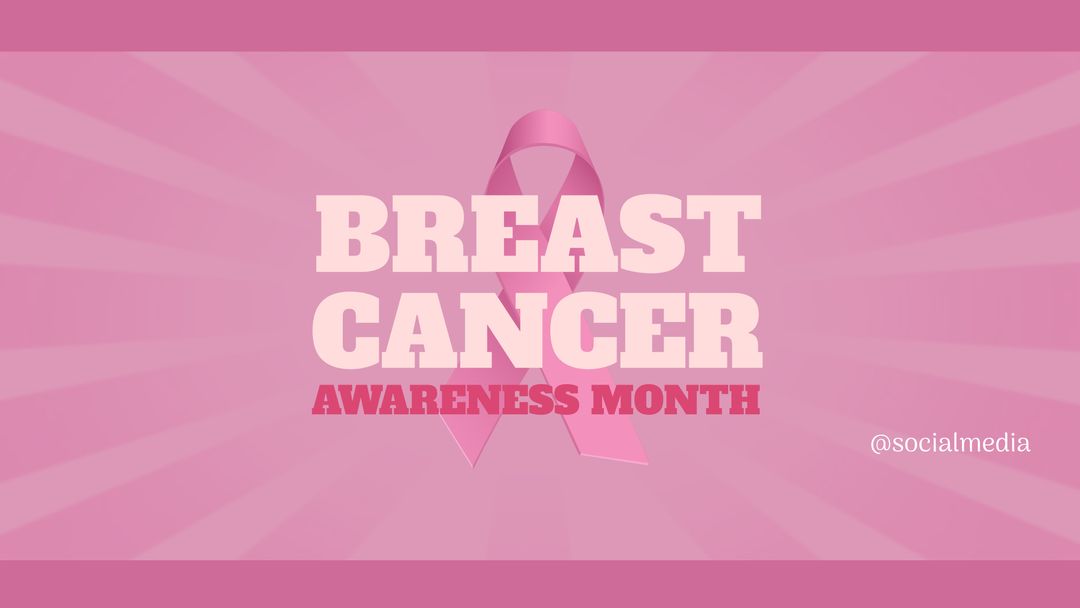 Breast Cancer Awareness Banner with Pink Ribbon and Sunburst Background - Download Free Stock Templates Pikwizard.com