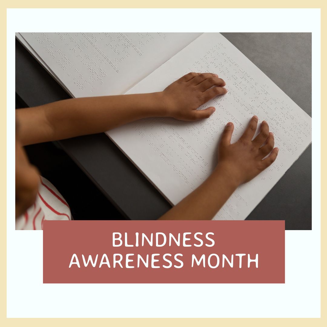 Hands Reading Braille Text for Blindness Awareness Month