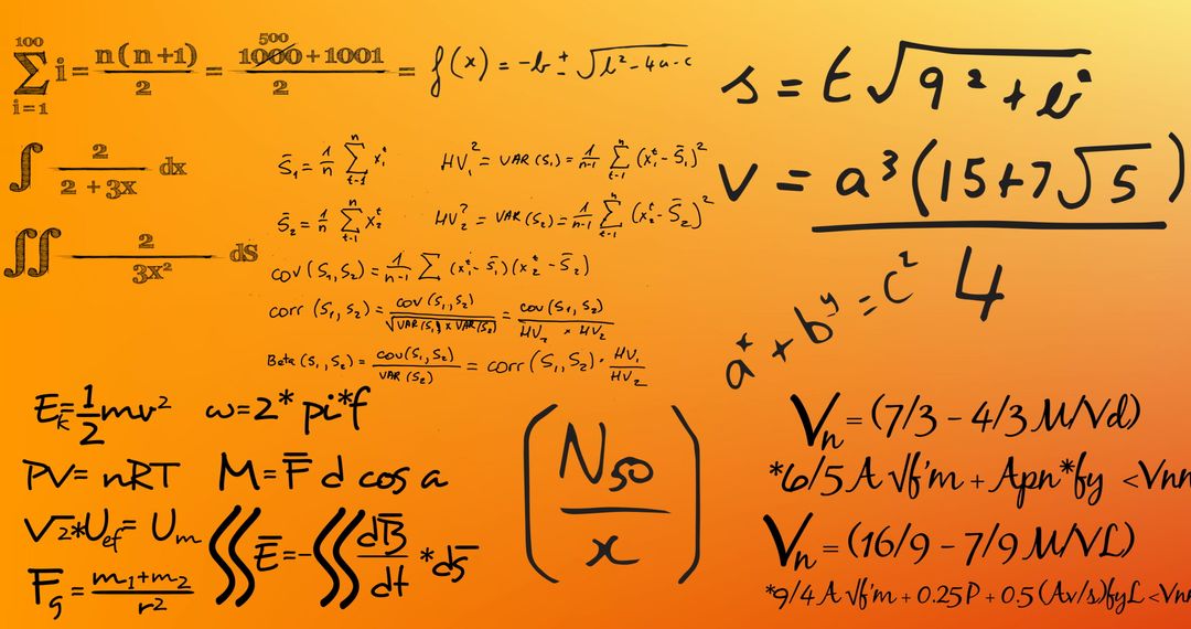Complex Mathematical Formulae on Yellow Background