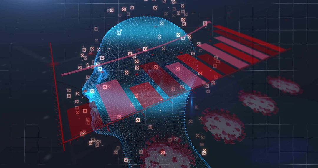 Futuristic Virtual Human Head with Digital Data Interface