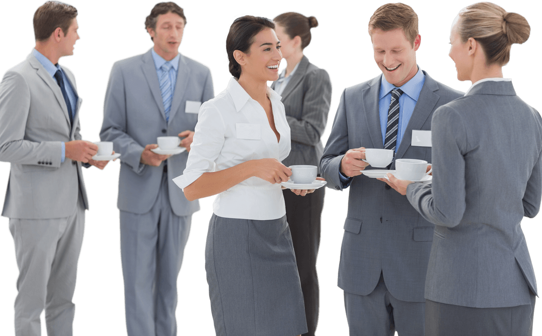 Transparent Business Networking with Professionals Collaborating Over Coffee