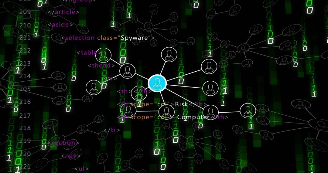 Digital Network Connection Highlighting Central Node in Cybersecurity