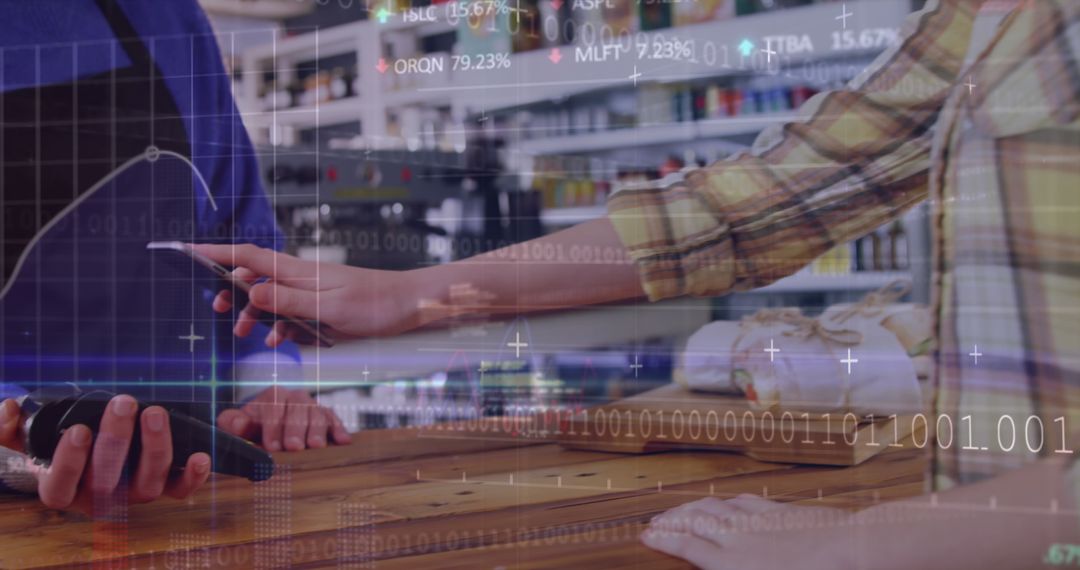 Digital Payment in Store with Futuristic Financial Interface