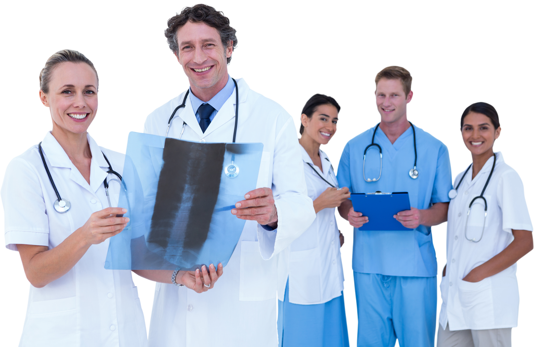 Portrait of Smiling Doctors Team Holding X-ray with Transparent Background - Download Free Stock Images Pikwizard.com