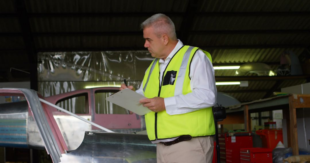 Quality Control Inspector Checking Aircraft Manufacturing - Free Images, Stock Photos and Pictures on Pikwizard.com