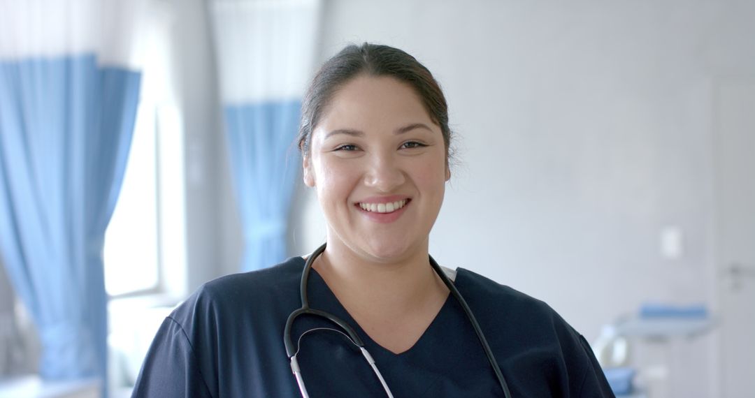 Smiling Medical Professional in Hospital Uniform