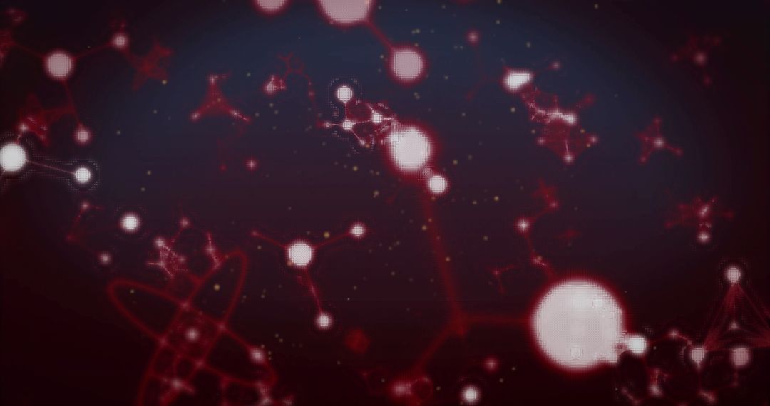 Abstract Molecular Structures in Red Moving on Black Background