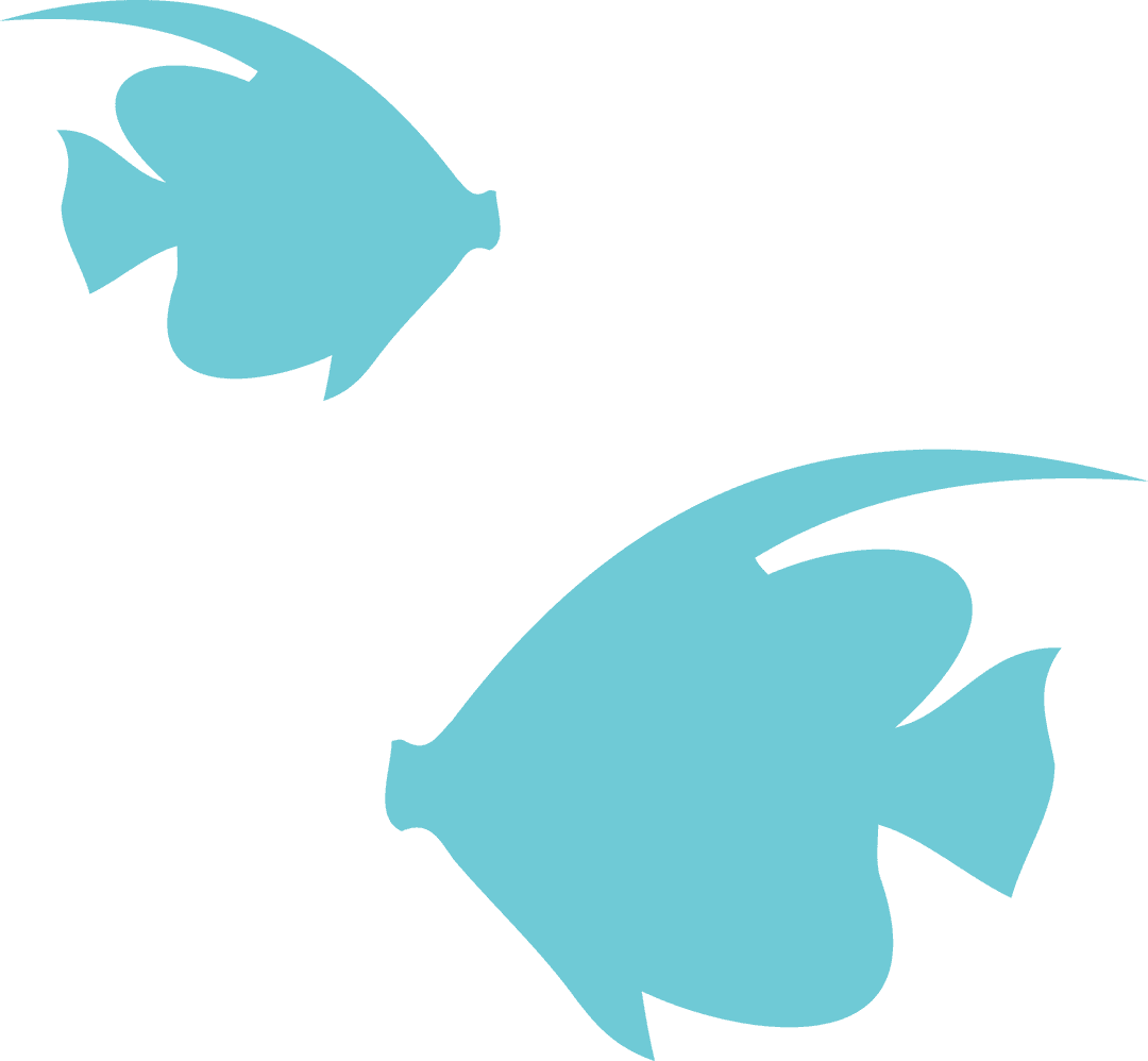 Stylized Turquoise Fish Silhouettes on Transparent Background
